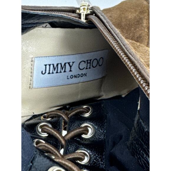 Jimmy Choo Marie 100 Brown Suede Over-the-Knee Sock Boot EU 36 High Heel Lace-Up - Picture 7 of 14